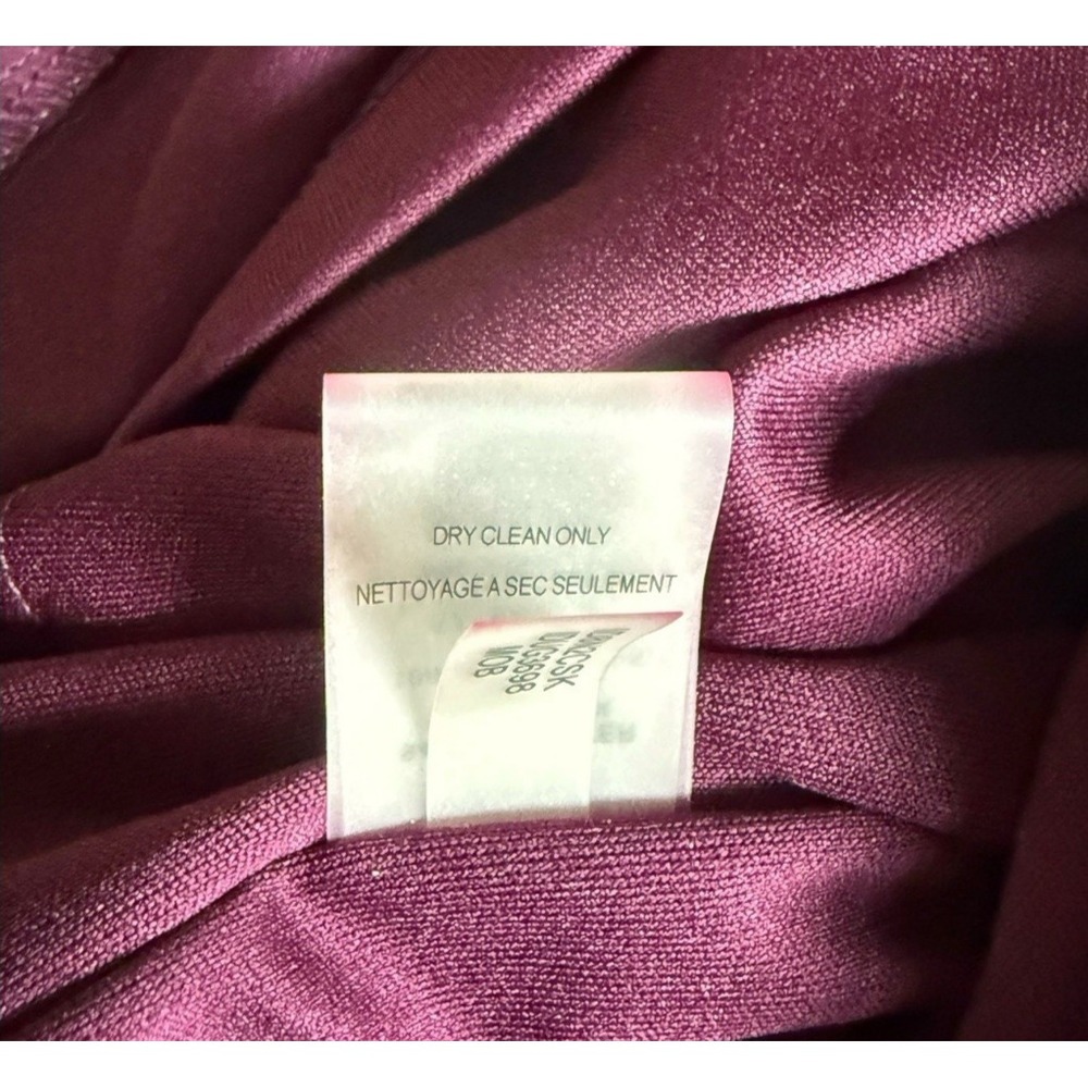 Deep Plum Sunburst Ruched Bodycon Dress Dark Vampy Romance Lace Sleeves Sz 2 - Picture 15 of 15